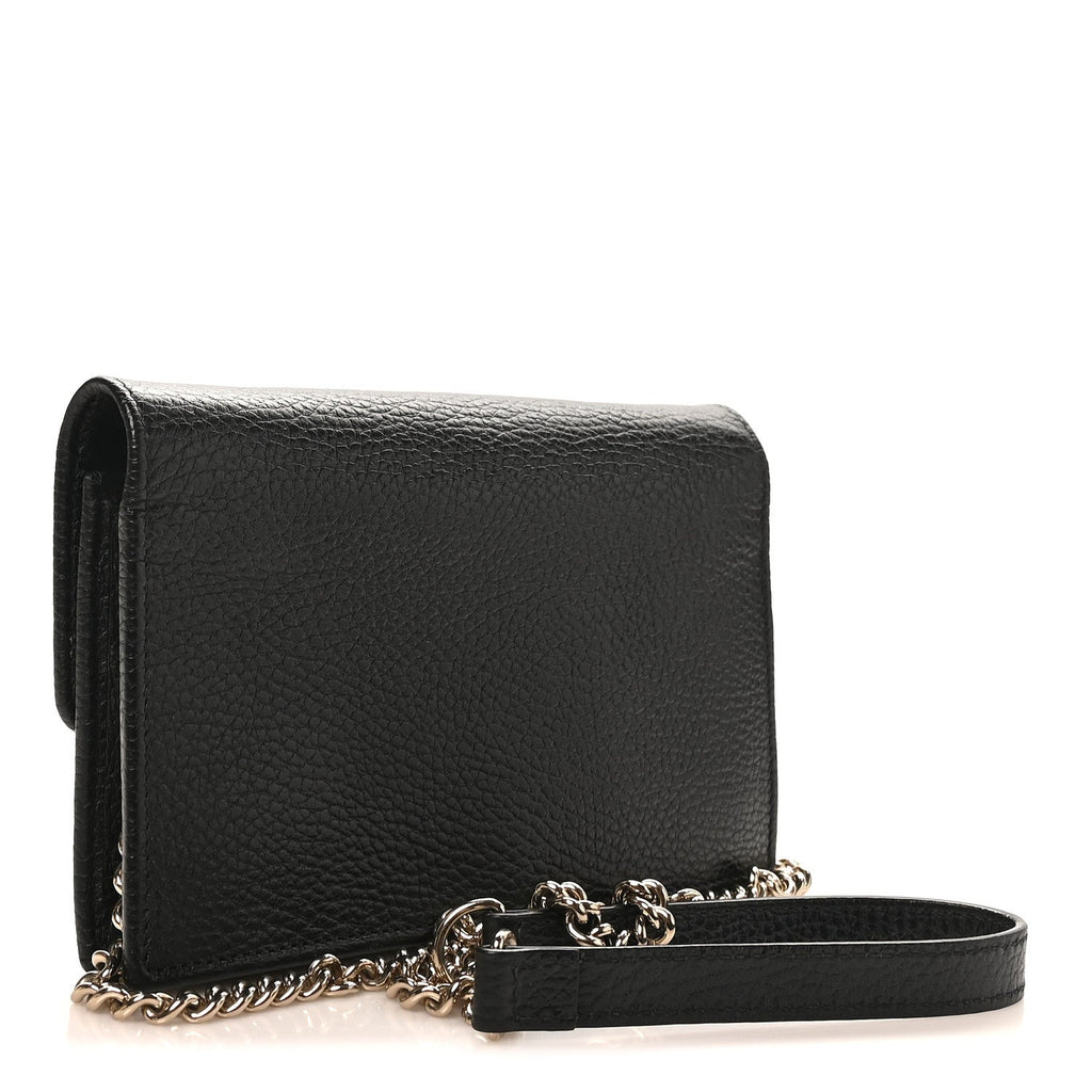 Dollar Calfskin Interlocking G Chain Wallet Black
