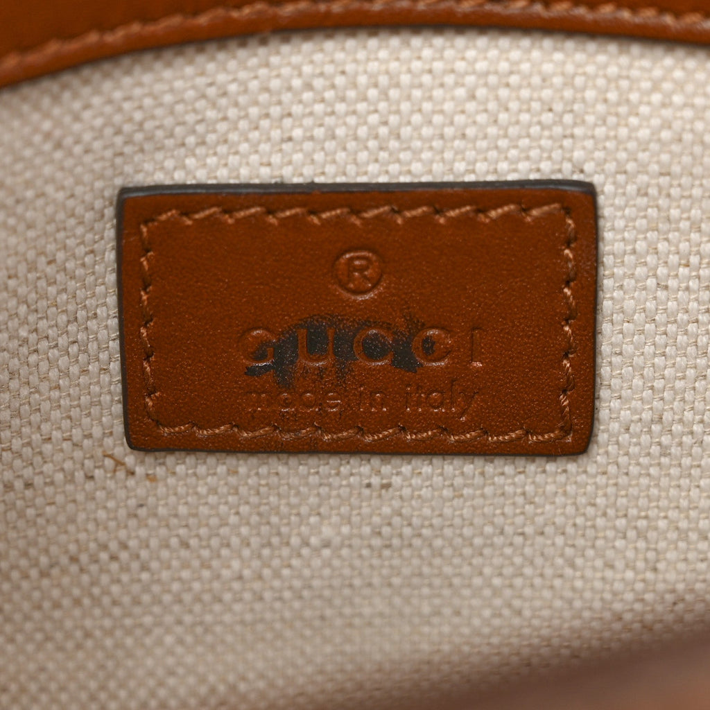 New Canvas Charisma Calfskin Crystal GG Monogram Mini Horsebit 1955 Shoulder Bag Camel Ebony