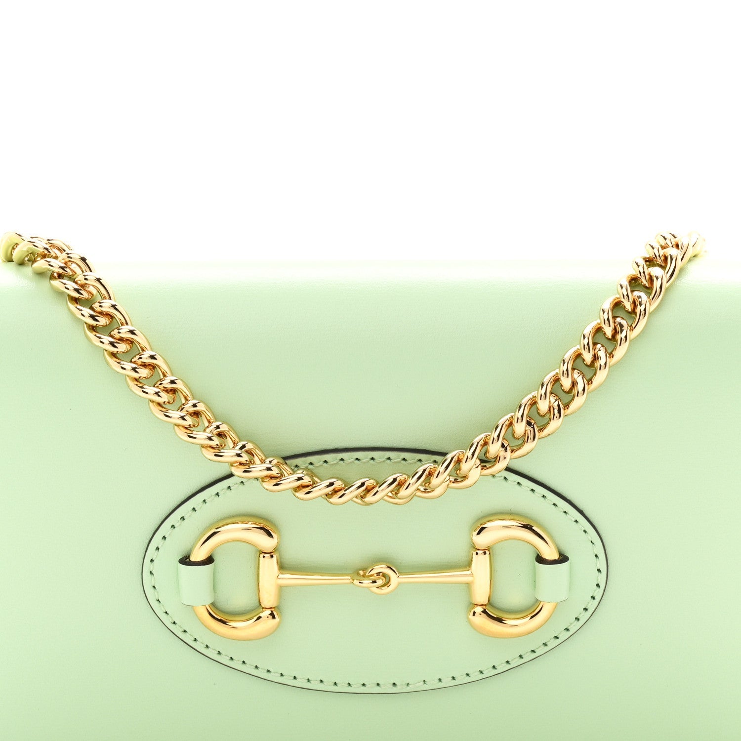Boarded Plutone Calfskin Horsebit 1955 Wallet On Chain Green