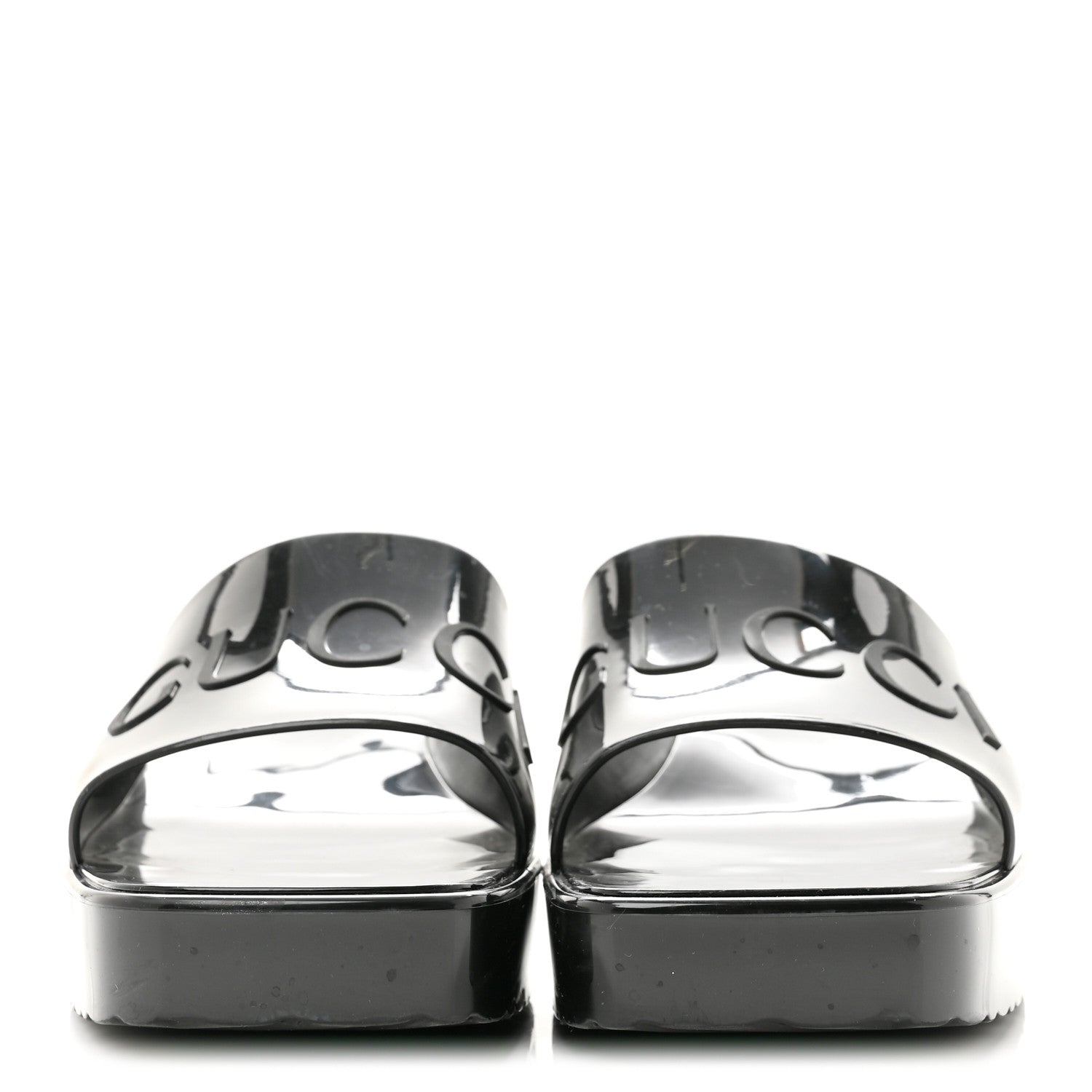 Rubber Gucci Logo Womens Platform 20/60mm Slide Sandals 38 Black