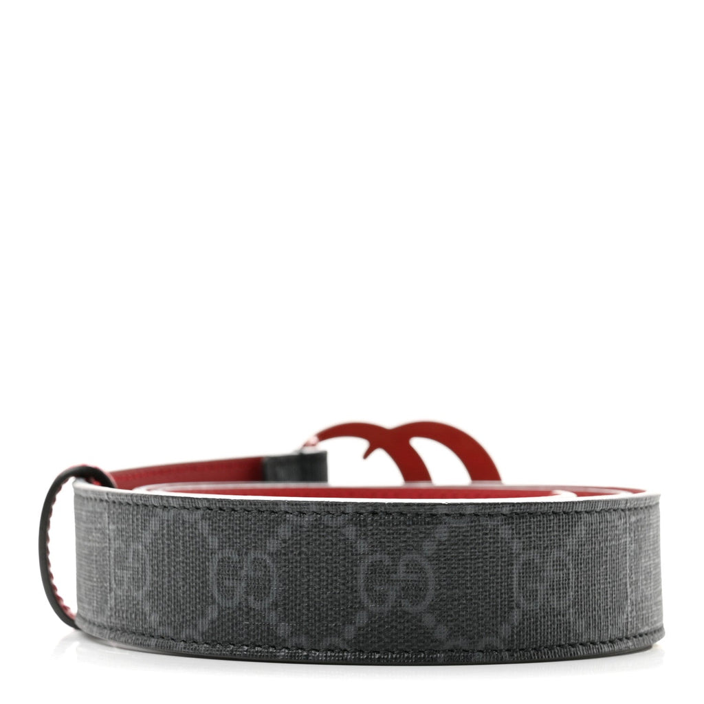 GG Supreme Enamel Double G 30mm Belt 85 34 Black New Cherry Red