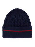 Gucci 8289124K206 Cable-Knit Wool Beanie — Navy