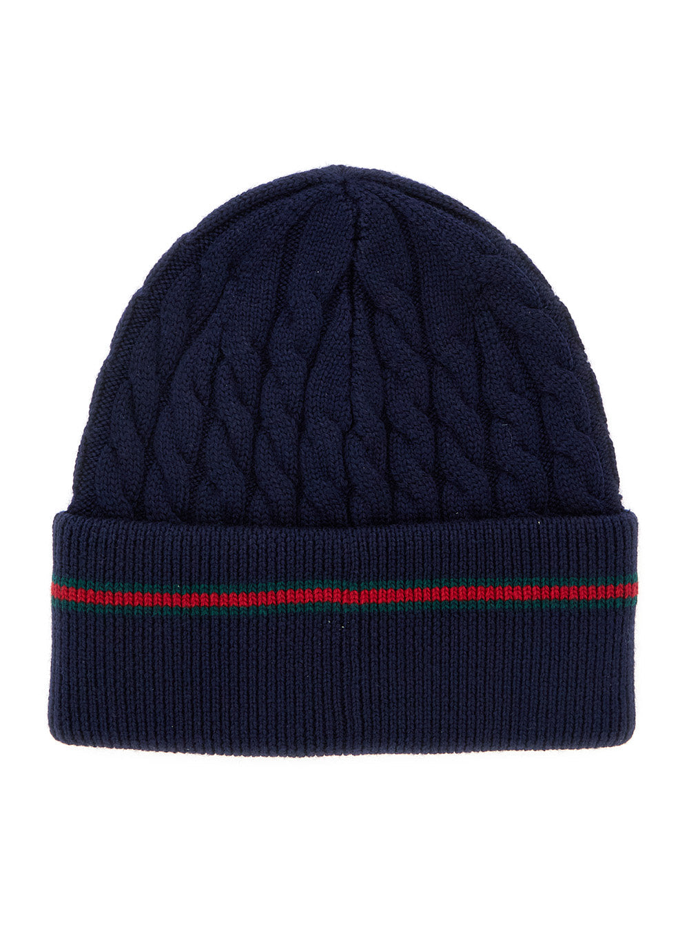 Gucci 8289124K206 Cable-Knit Wool Beanie — Navy