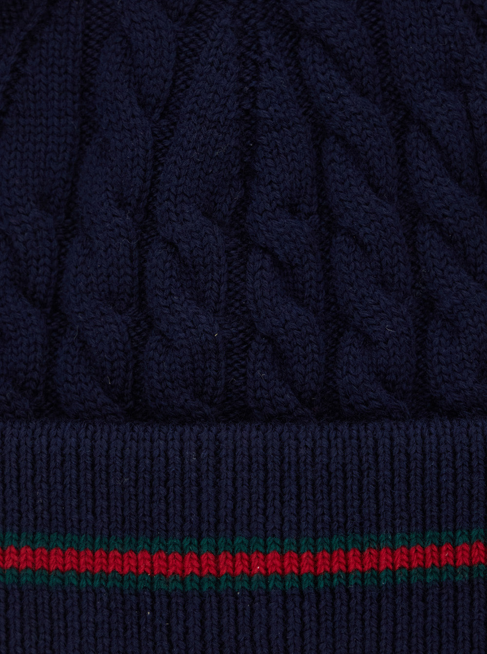 Gucci 8289124K206 Cable-Knit Wool Beanie — Navy
