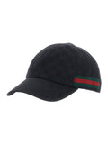 Gucci 872632 GG Canvas Web-Trimmed Baseball Cap — Black