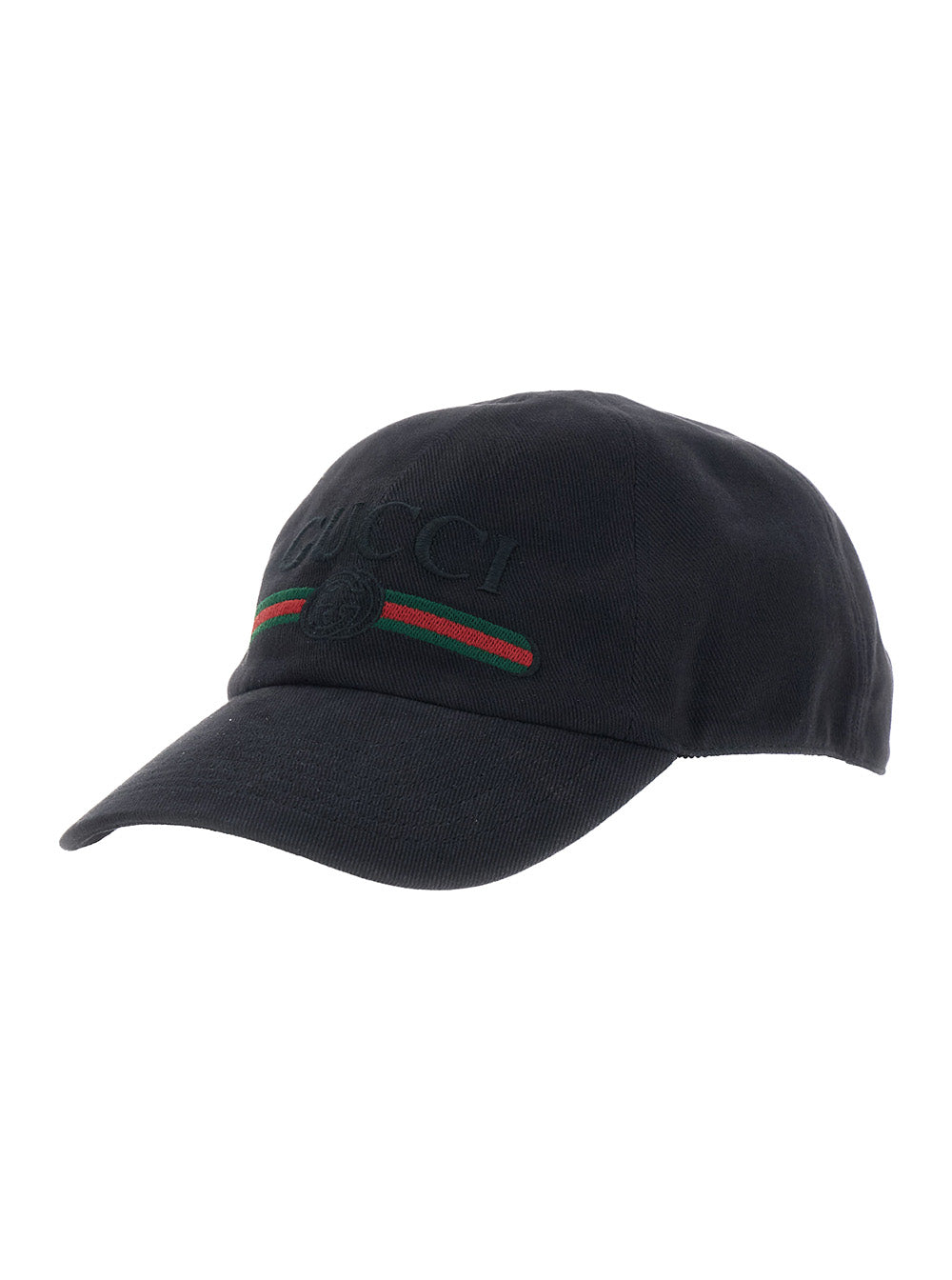 Gucci 875736 Embroidered Logo Baseball Cap — Black