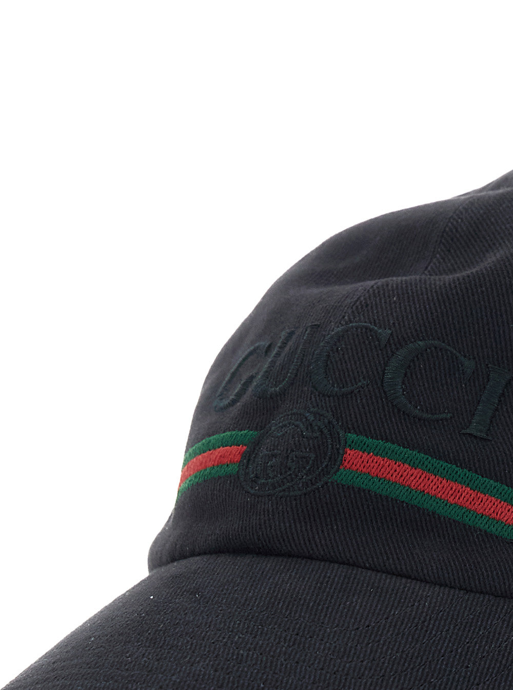 Gucci 875736 Embroidered Logo Baseball Cap — Black