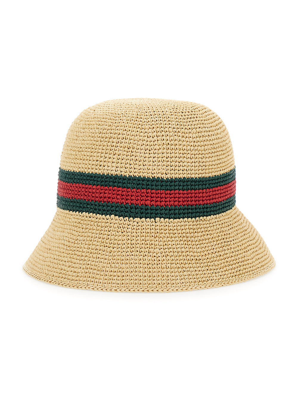 Gucci 876257 Web Stripe Straw Bucket Hat — Beige