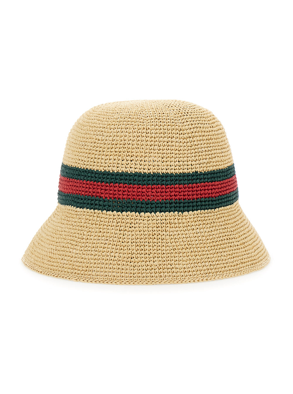 Gucci 876257 Web Stripe Straw Bucket Hat — Beige
