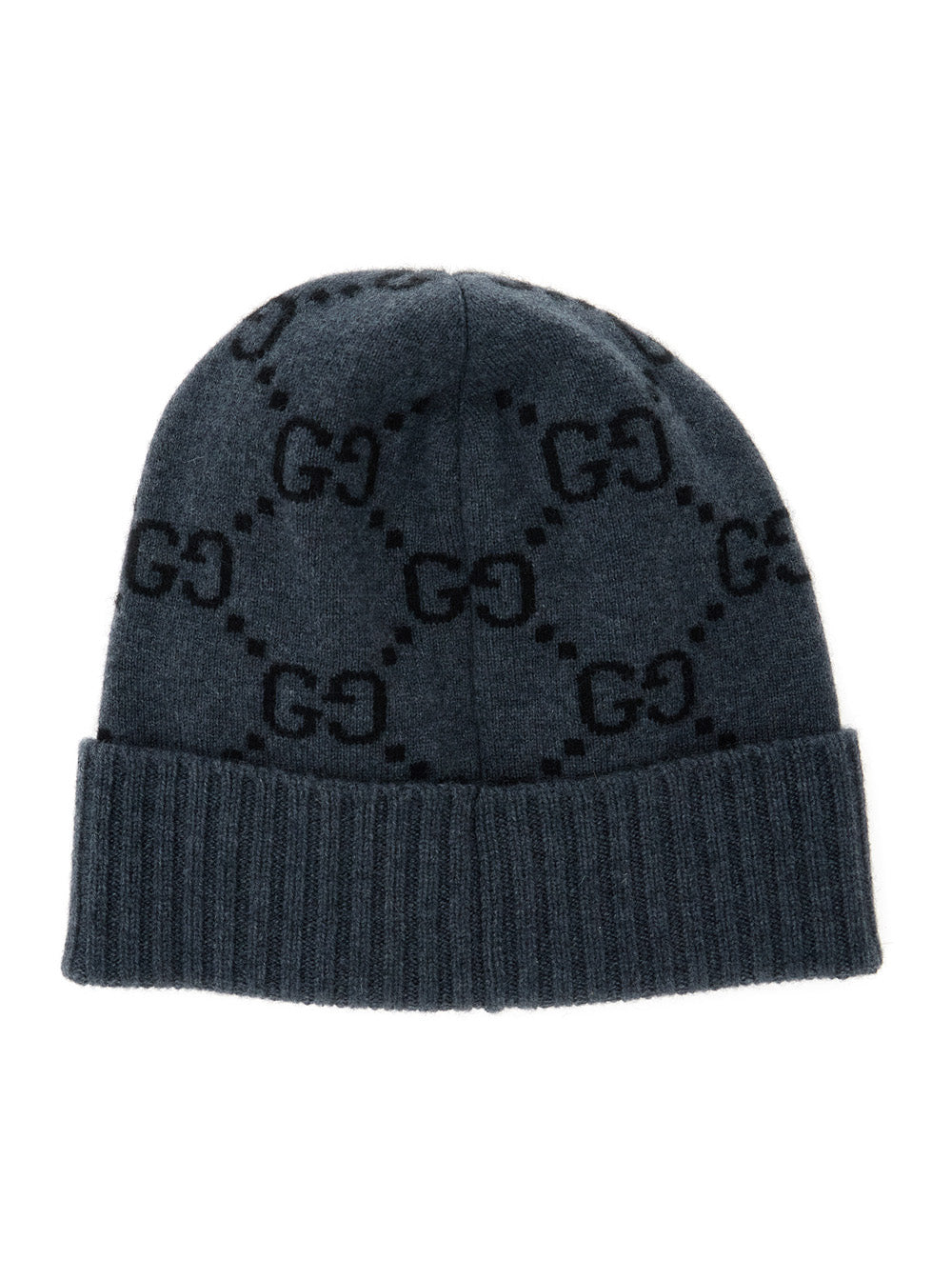 Gucci 811392 GG Jacquard Cashmere Beanie — Gray