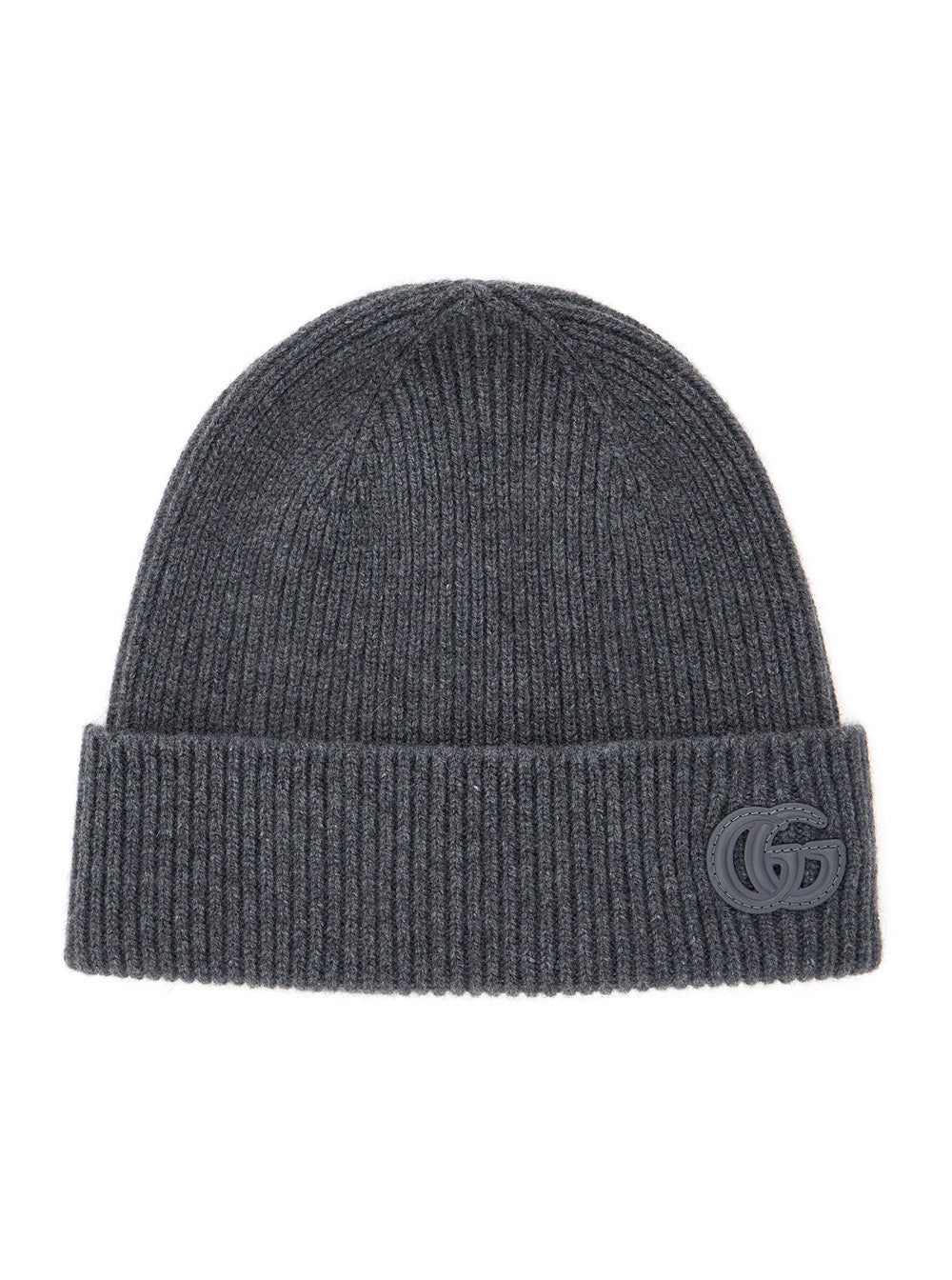 Gucci 834190 Cashmere Ribbed-Knit Beanie — Gray