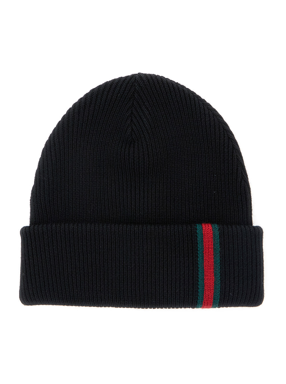 Gucci 834192 Wool Ribbed Knit Beanie — Black