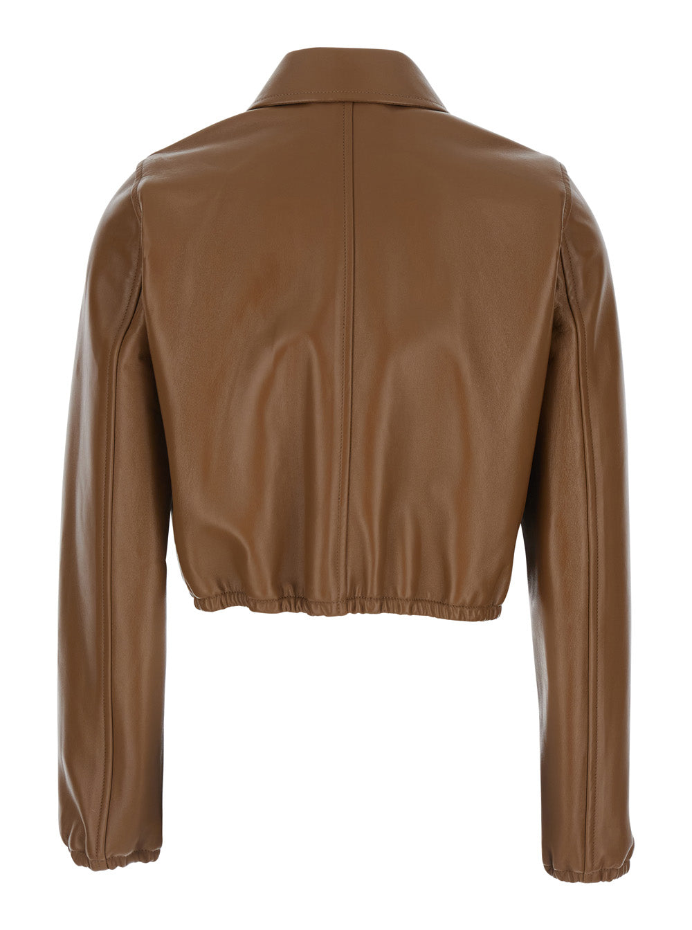 Gucci Cropped Leather Jacket — Brown