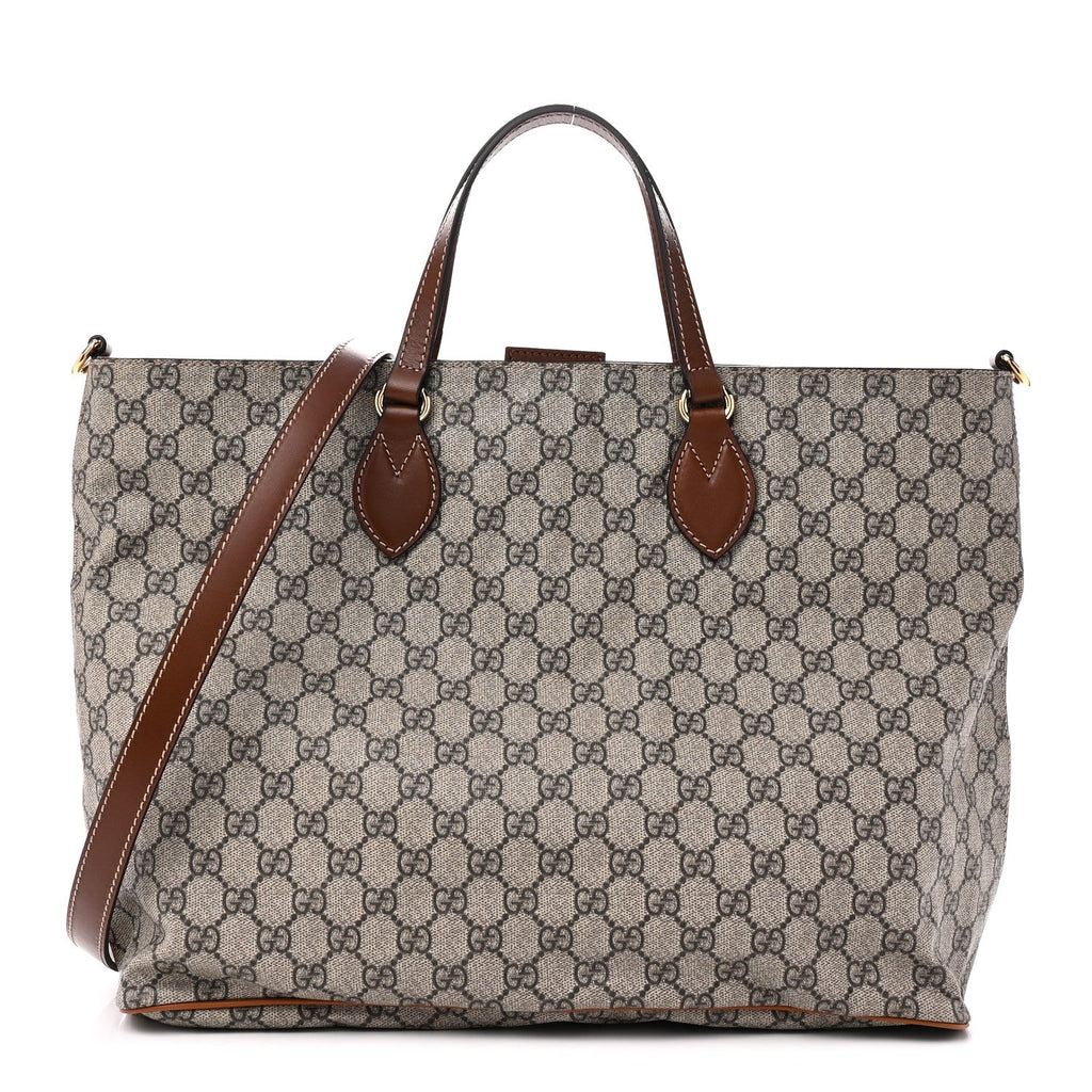 Soft GG Supreme Monogram Medium Crossbody Tote Beige Cuir