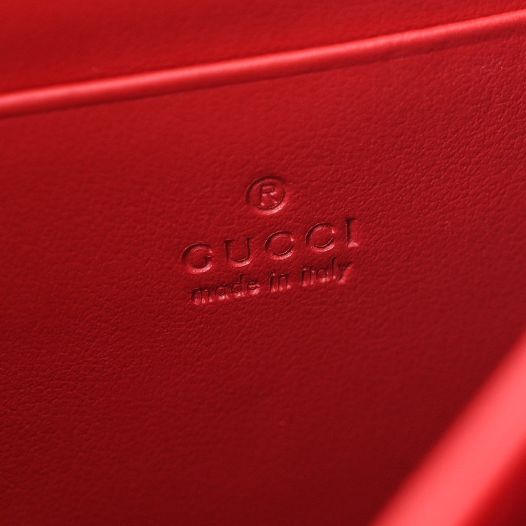 Calfskin Matelasse GG Marmont Chain Wallet Hibiscus Red