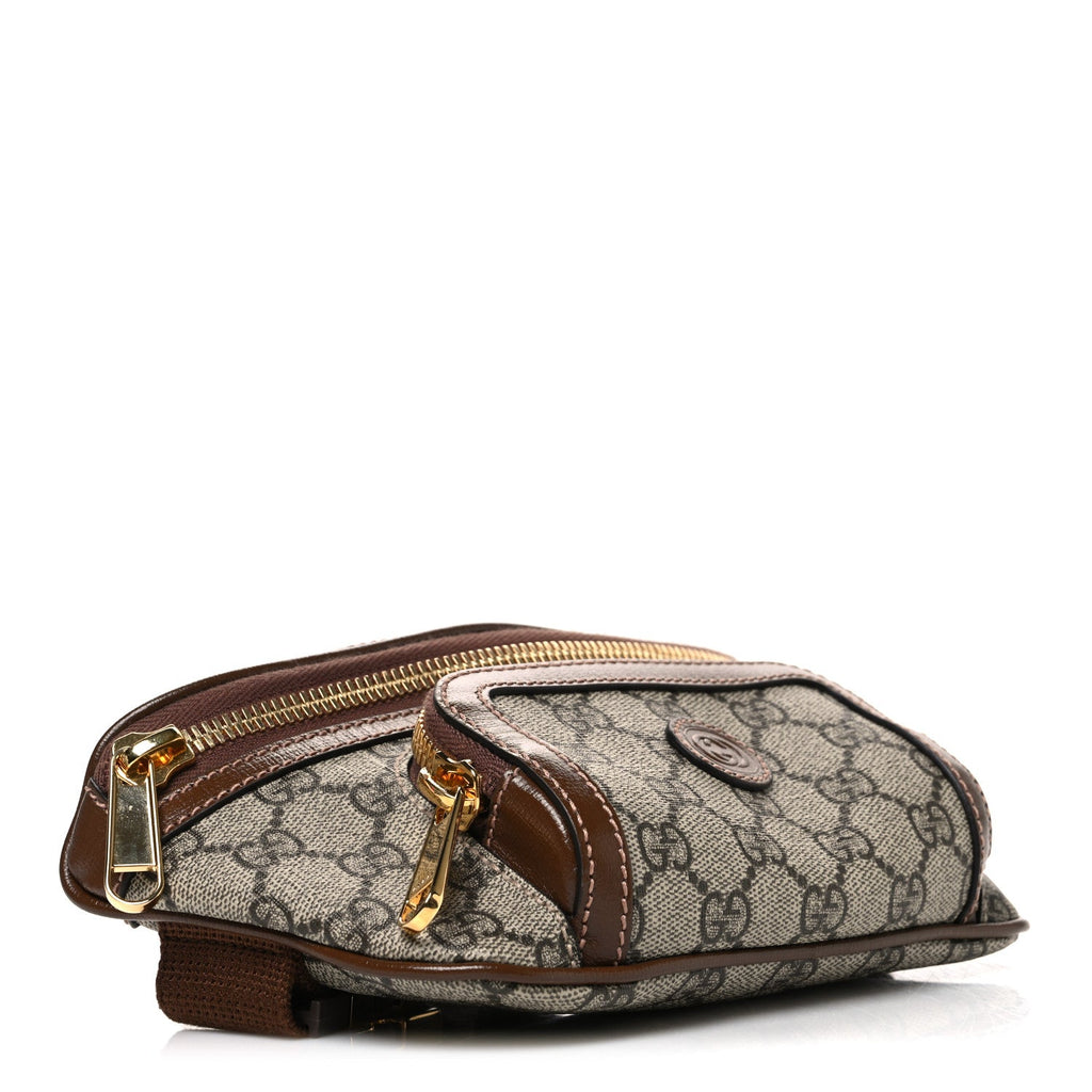 GG Supreme Monogram Textured Calfskin Retro Interlocking G Belt Bag Beige Ebony Brown Sugar