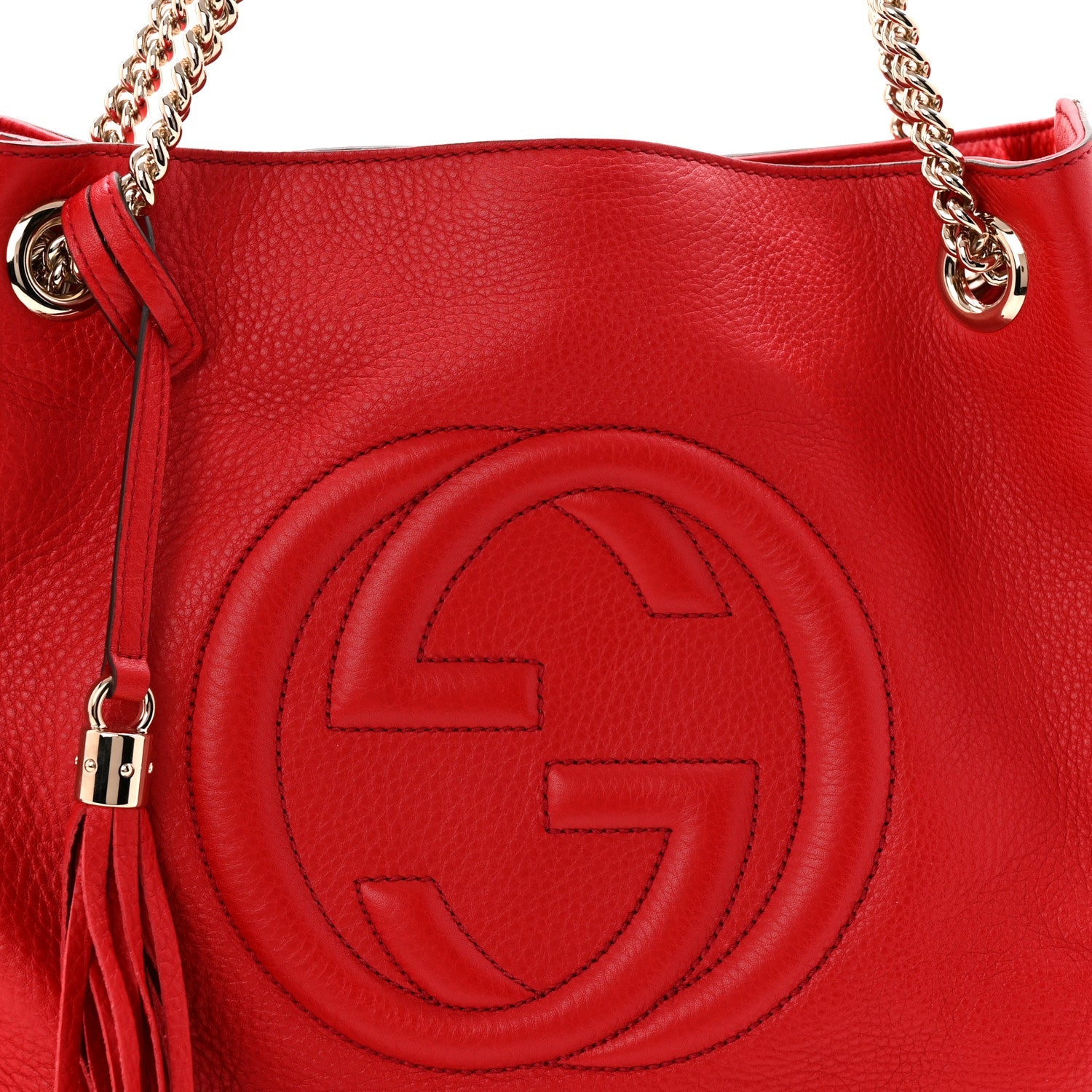 Pebbled Calfskin Medium Soho Chain Shoulder Bag Tabasco Red