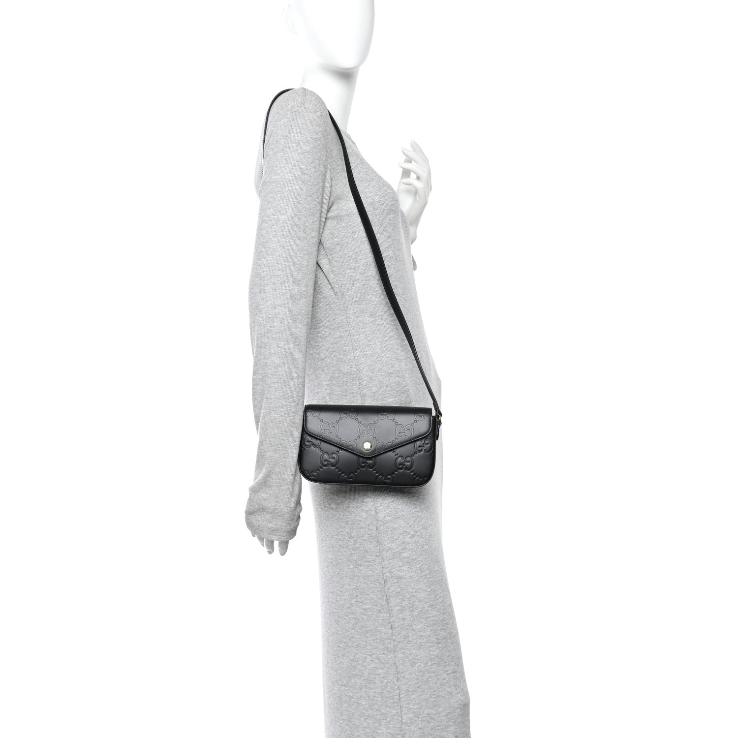 Gilbert Calfskin GG Super Mini Shoulder Bag Black
