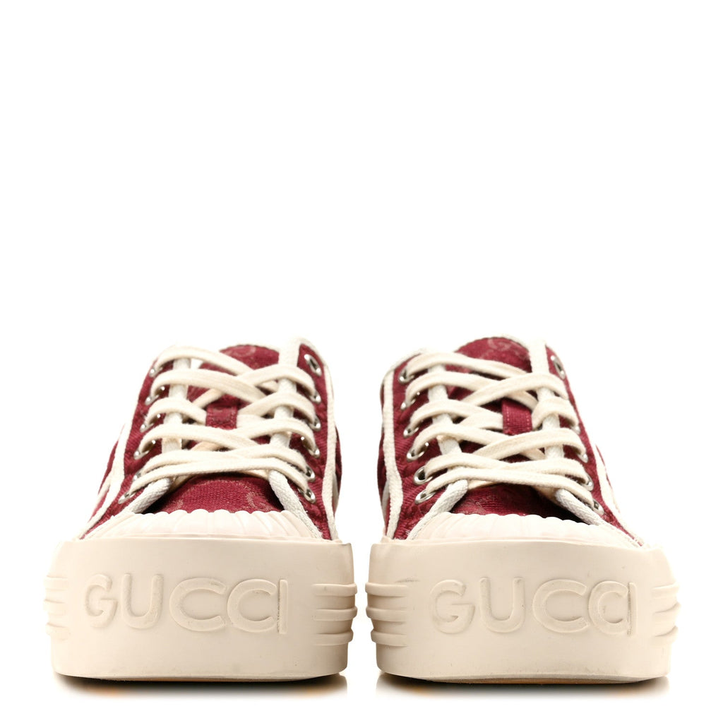 New Canvas GG Monogram Womens Chunky Sneakers 38.5 Rosso Ancora
