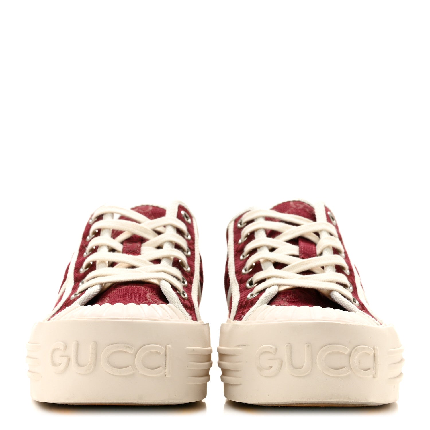 New Canvas GG Monogram Womens Chunky Sneakers 38.5 Rosso Ancora
