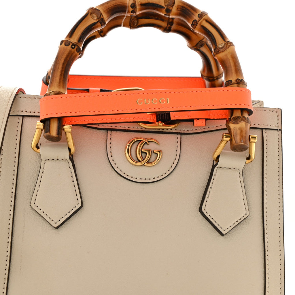 Wonka Grain Calfskin Mini Diana Tote Bag Mystic White Orange Fluo