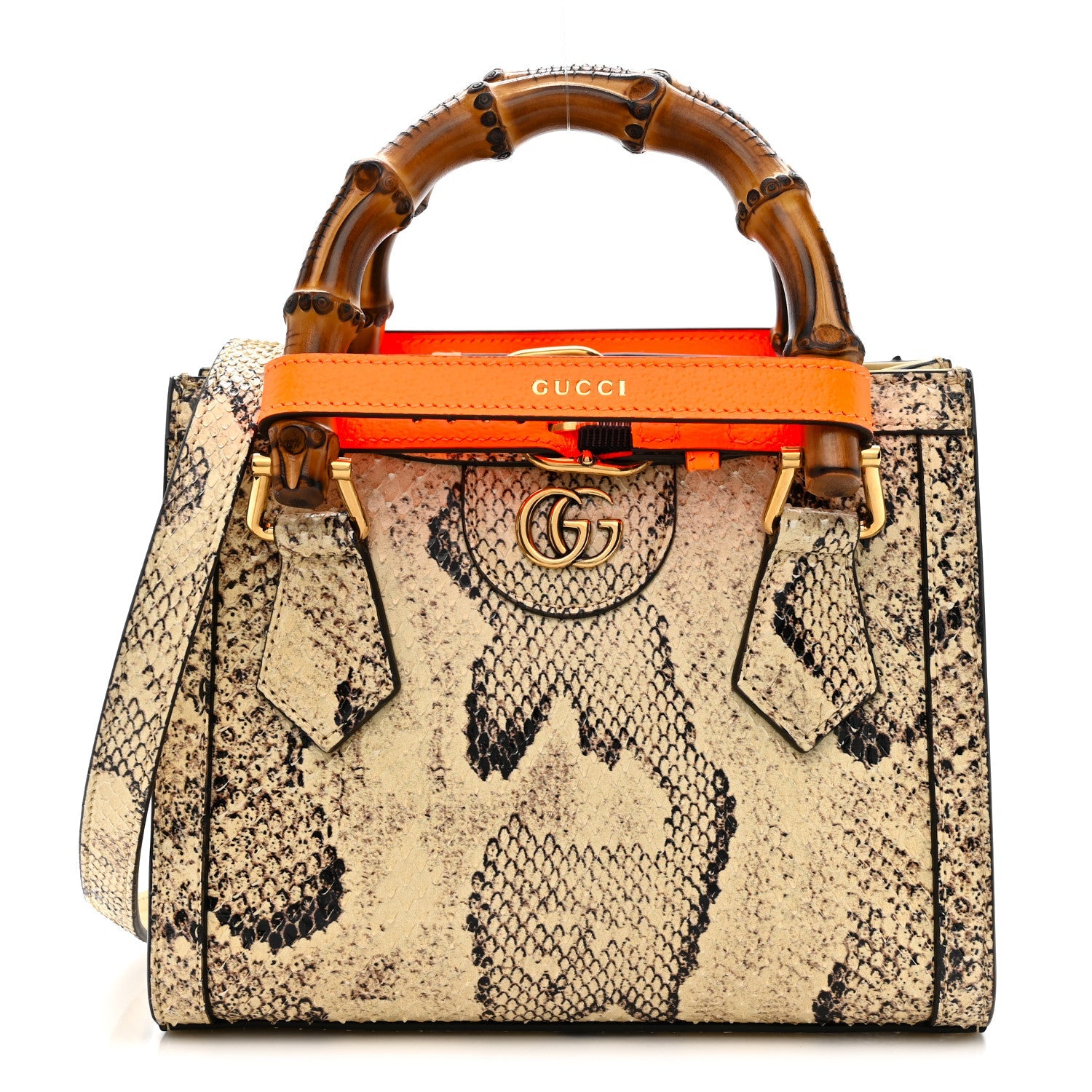Snakeskin Mini Diana Tote Bag Beige
