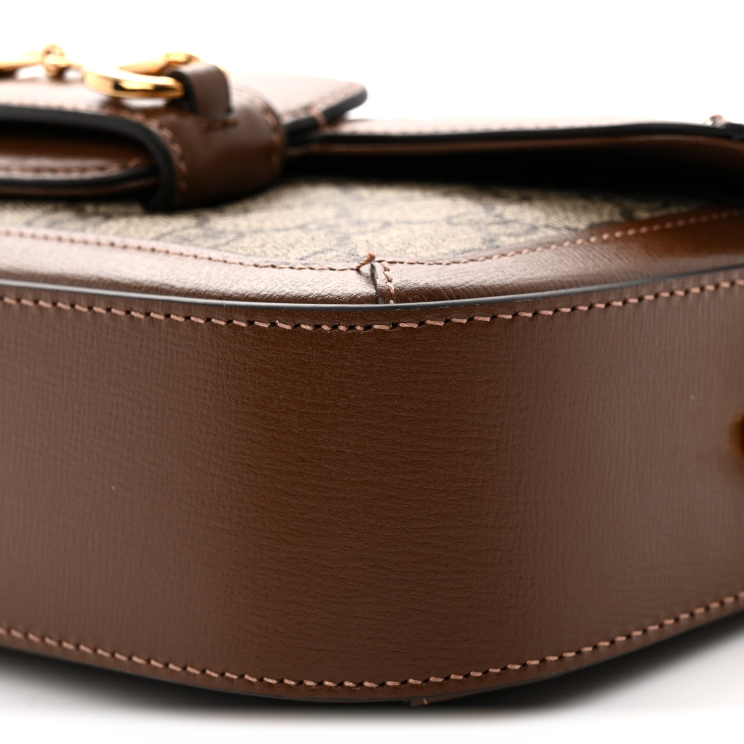 GG Supreme Monogram Small Horsebit 1955 Chain Shoulder Bag Beige Ebony Brown Sugar