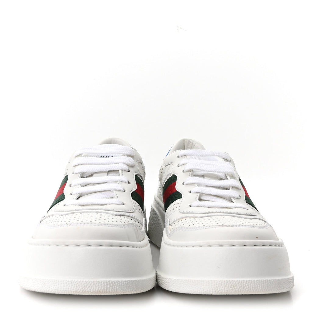Calfskin Web Perforated Womens Platform 55mm Sneakers 37.5 White Bright Splash