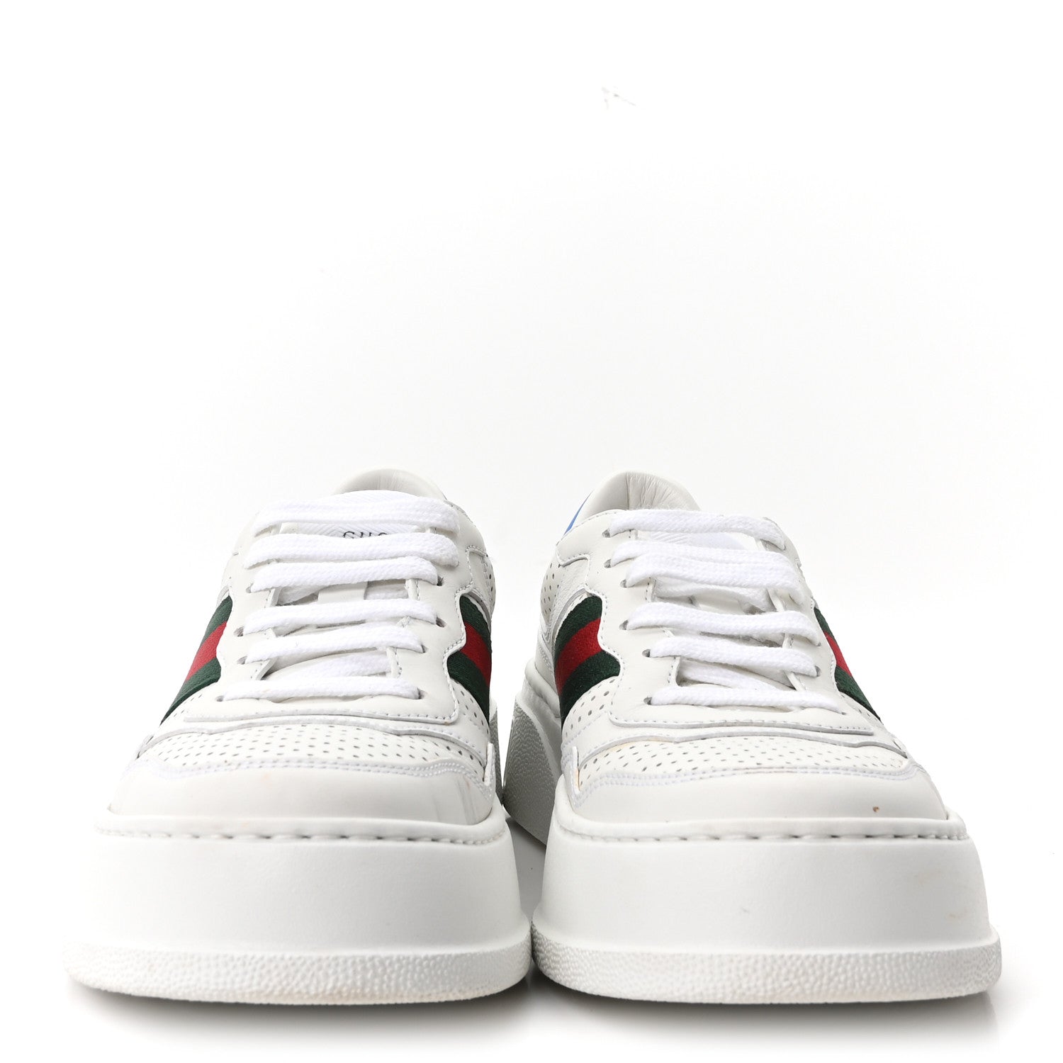Calfskin Web Perforated Womens Platform 55mm Sneakers 37.5 White Bright Splash