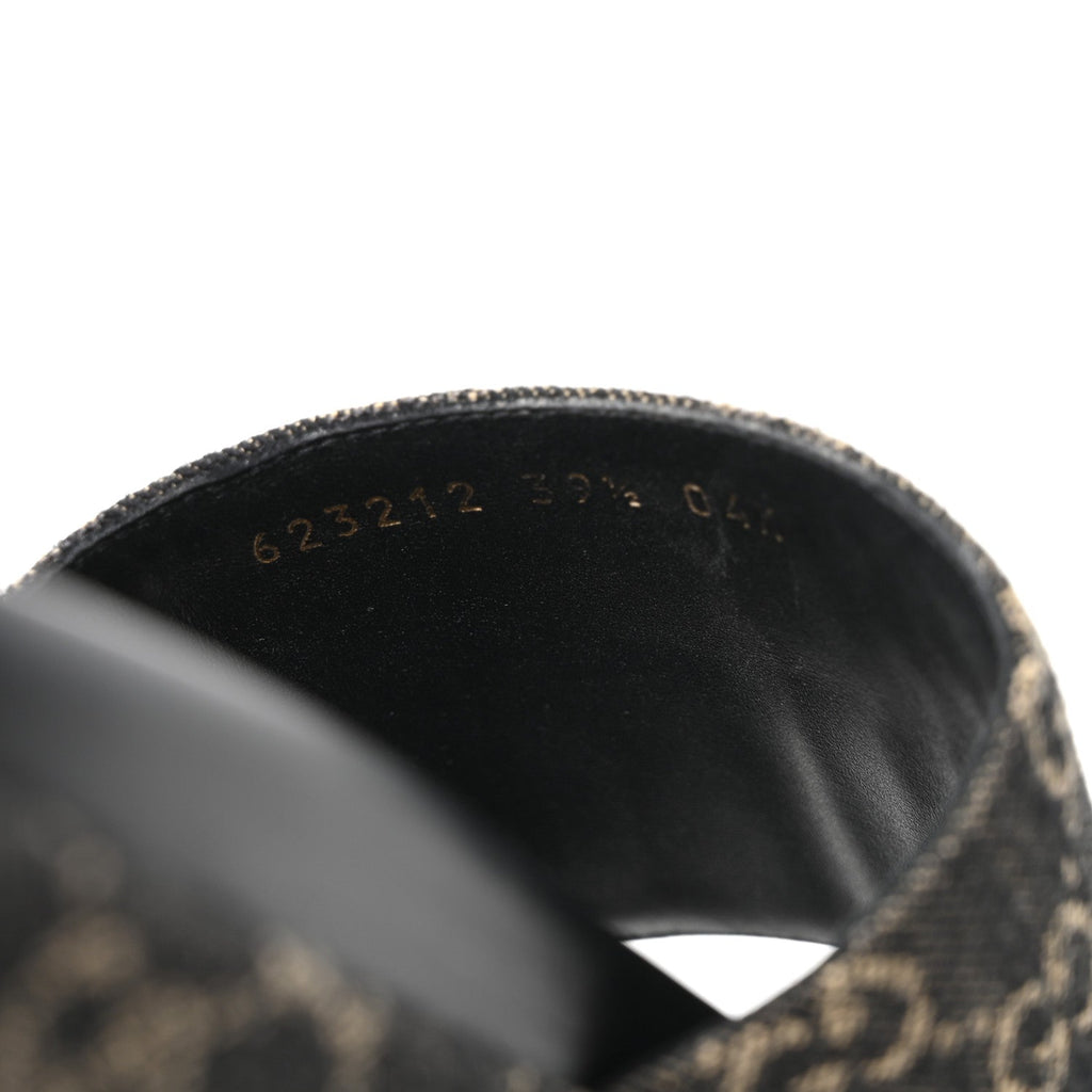 Jacquard Black Denim GG Monogram Angelina Platform 55mm Slide Sandals 39.5 Black Ivory