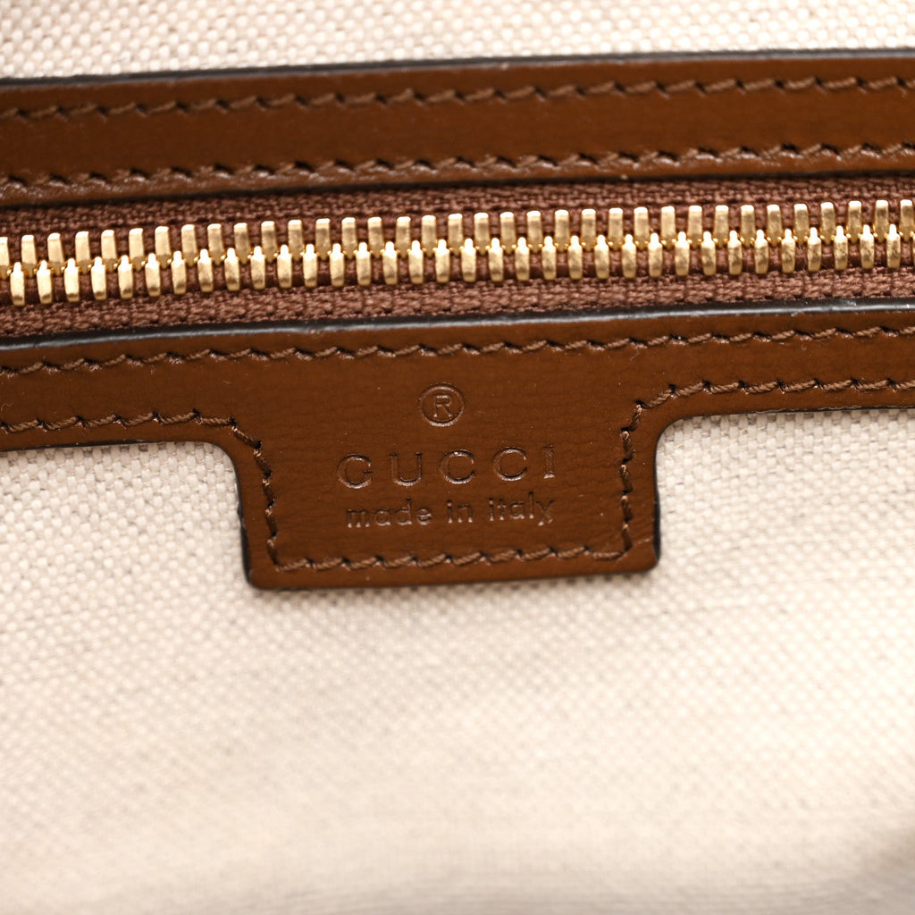 GG Supreme Monogram Azalea Calfskin Retro Interlocking G Buckle Backpack Beige Ebony Brown Sugar