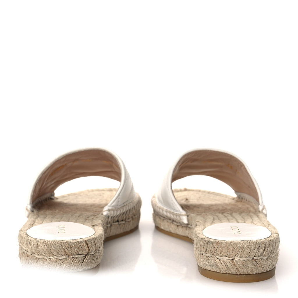 Nappa Matelasse GG Marmont Espadrille Slide Sandals 35 Great White