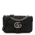 Calfskin Matelasse Aria Small GG Marmont Shoulder Bag Black