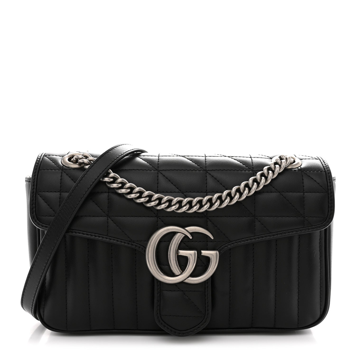 Calfskin Matelasse Aria Small GG Marmont Shoulder Bag Black