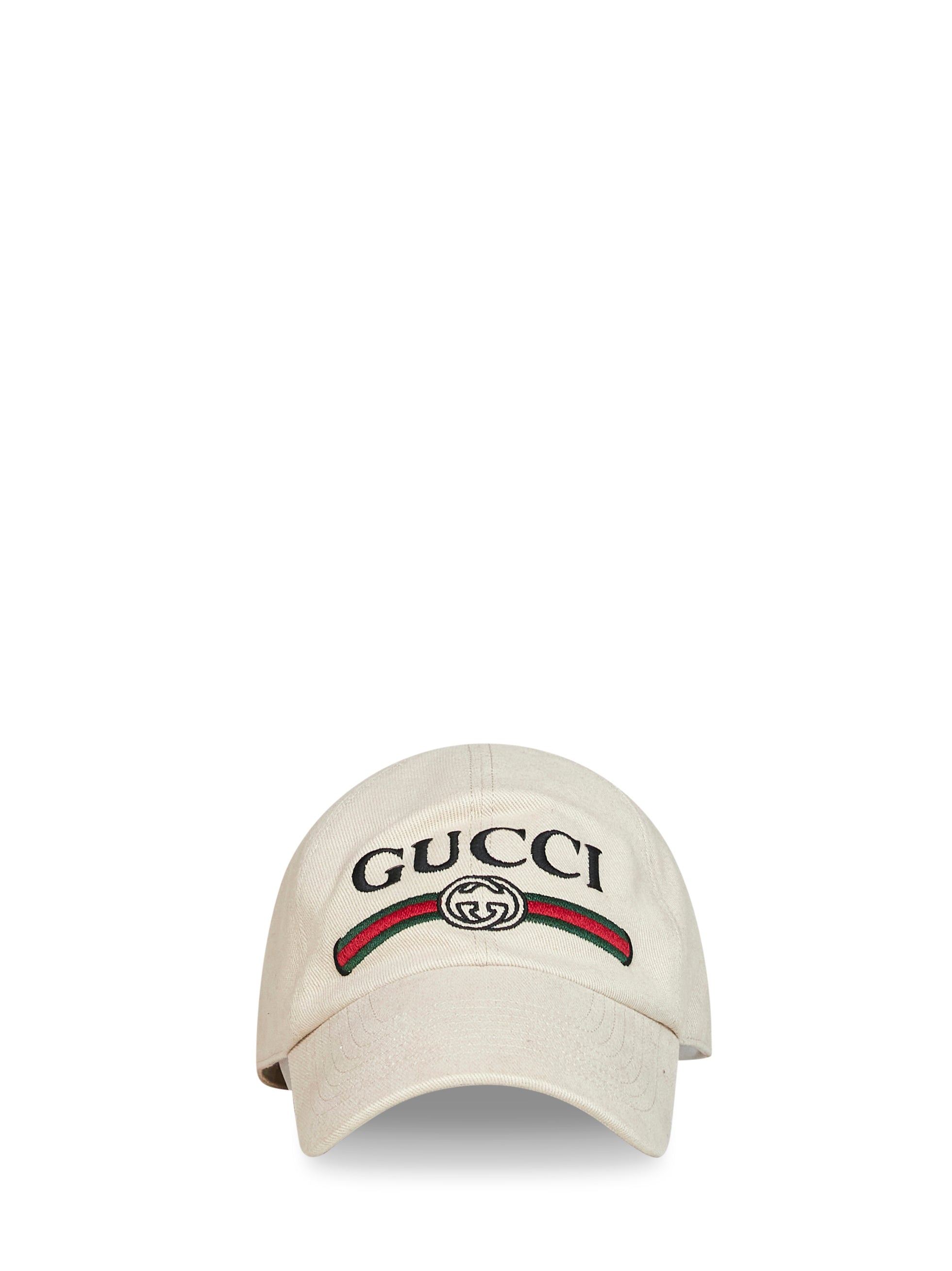 Gucci 8757364HBKH9779 Logo-Embroidered Cotton Baseball Cap — Beige