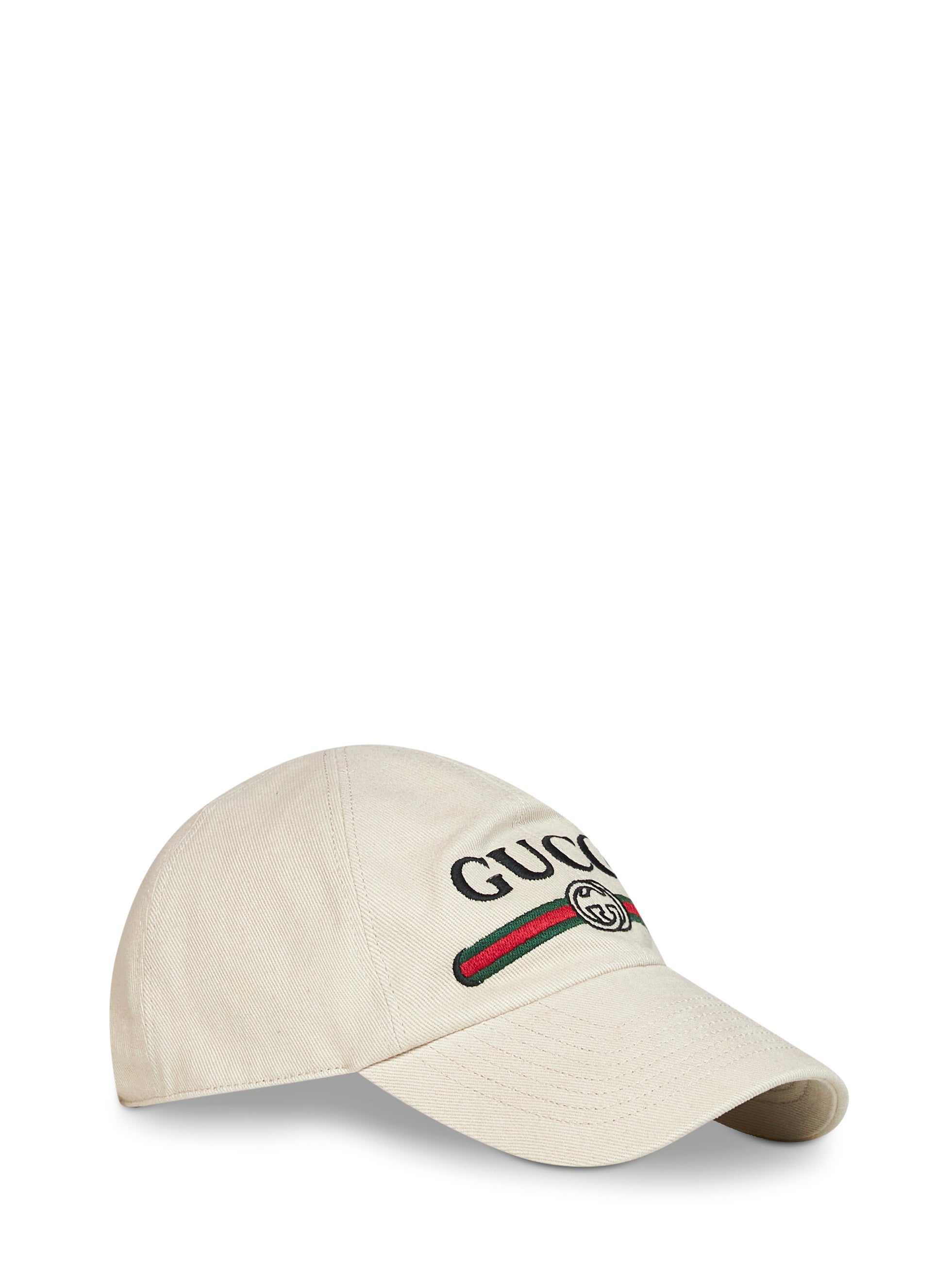 Gucci 8757364HBKH9779 Logo-Embroidered Cotton Baseball Cap — Beige