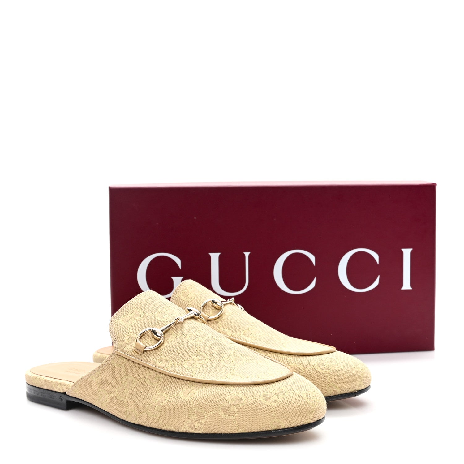 Canvas GG Monogram Womens Princetown Slippers 40 Egypt Salt