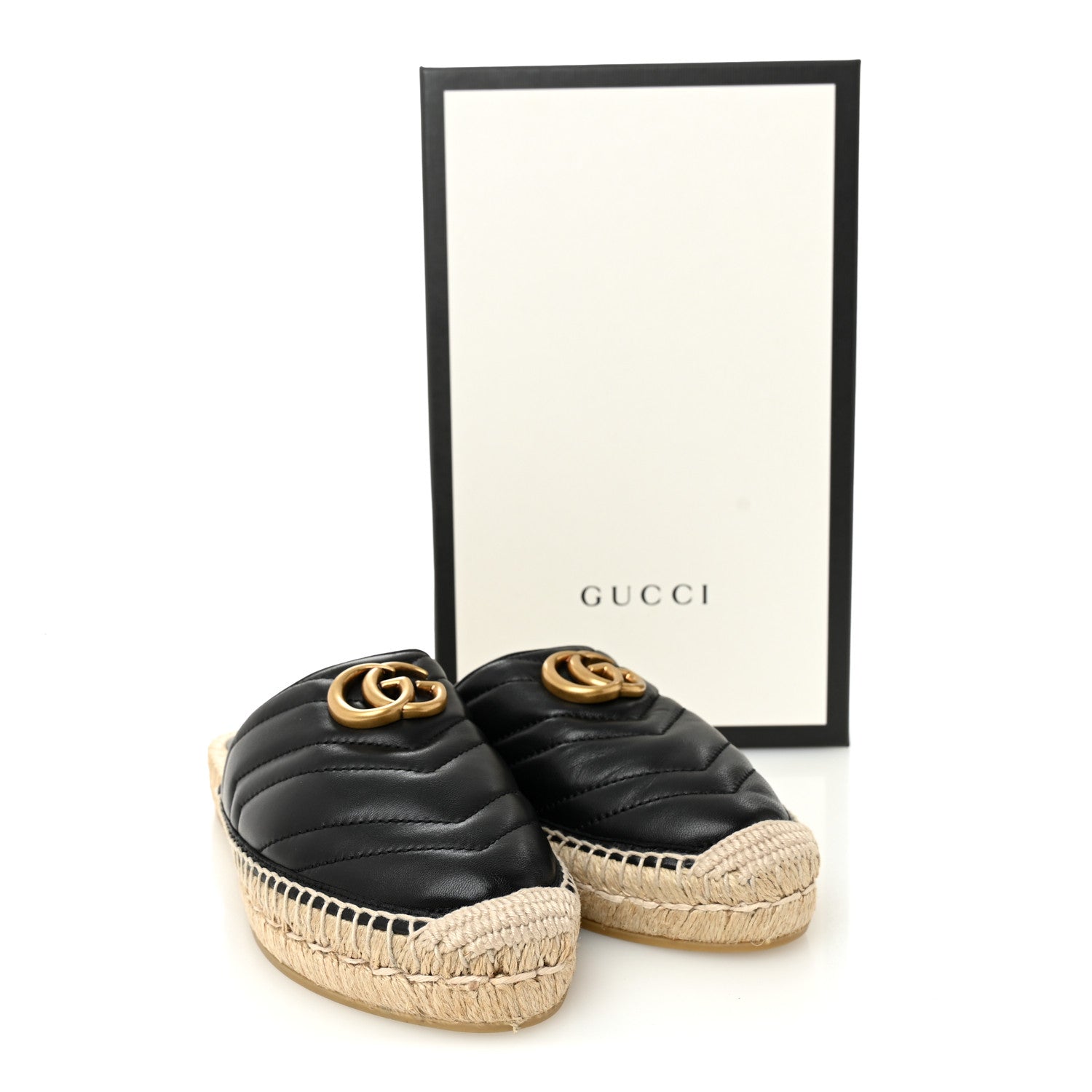 Nappa Matelasse GG Marmont Espadrille Slippers 36 Black