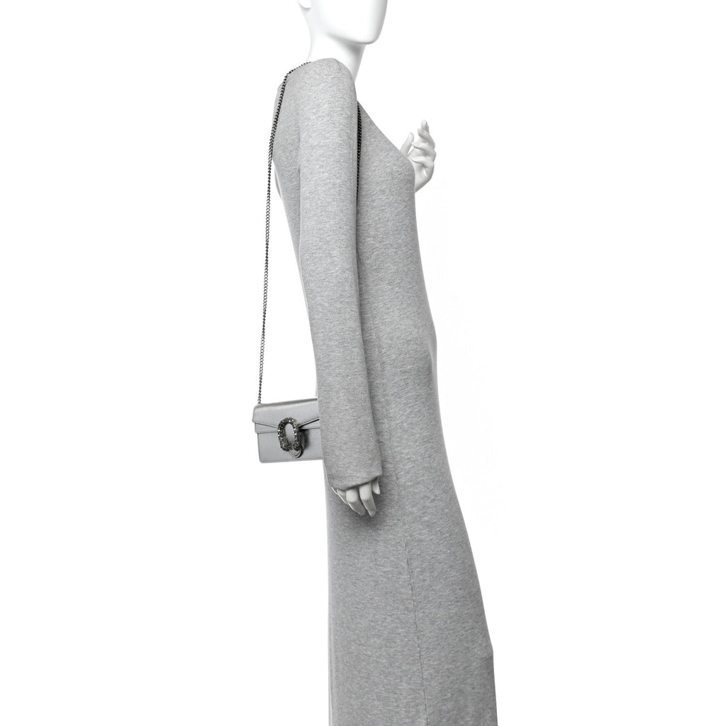 Metallic Calfskin Super Mini Dionysus Shoulder Bag Silver