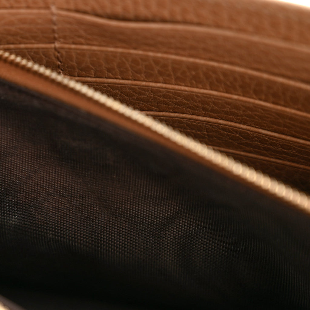 Dollar Calfskin Interlocking G Chain Wallet Camelia