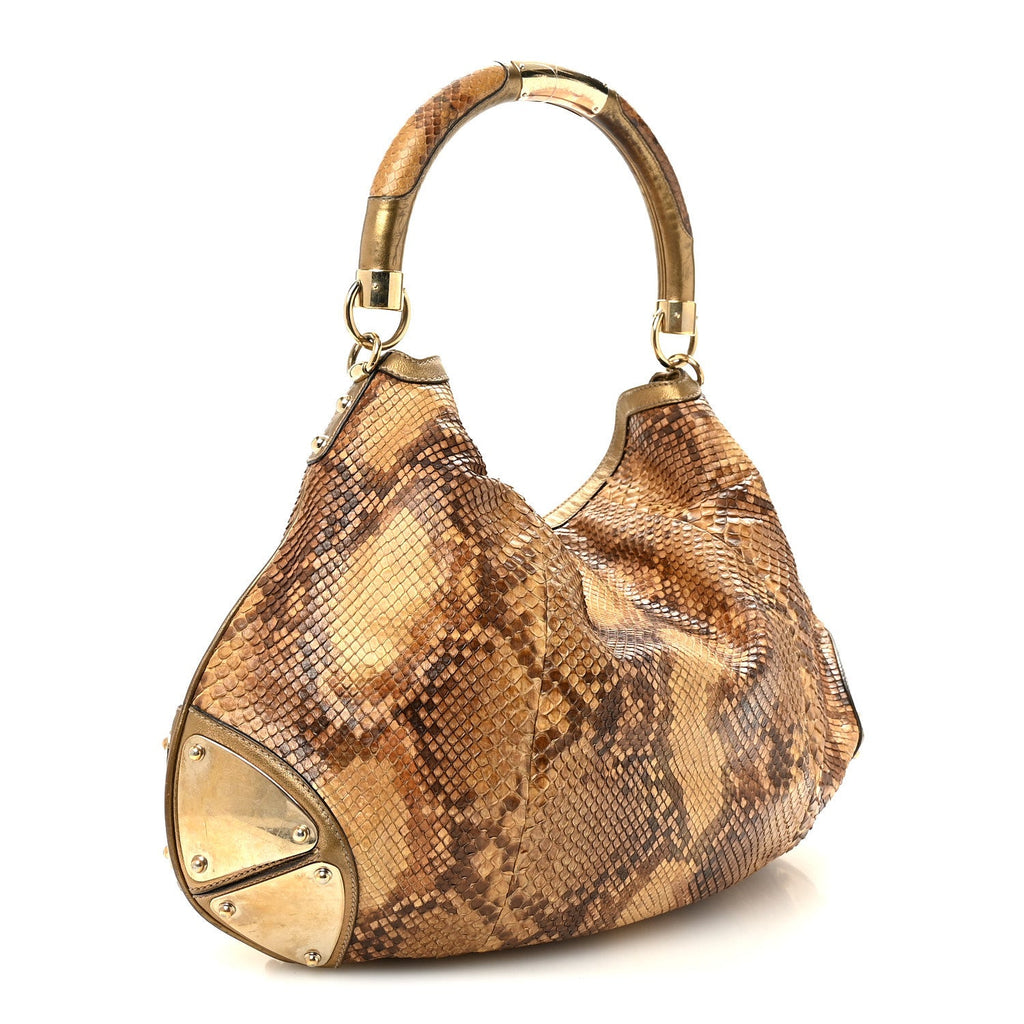 Snakeskin Large Indy Top Handle Hobo Gold