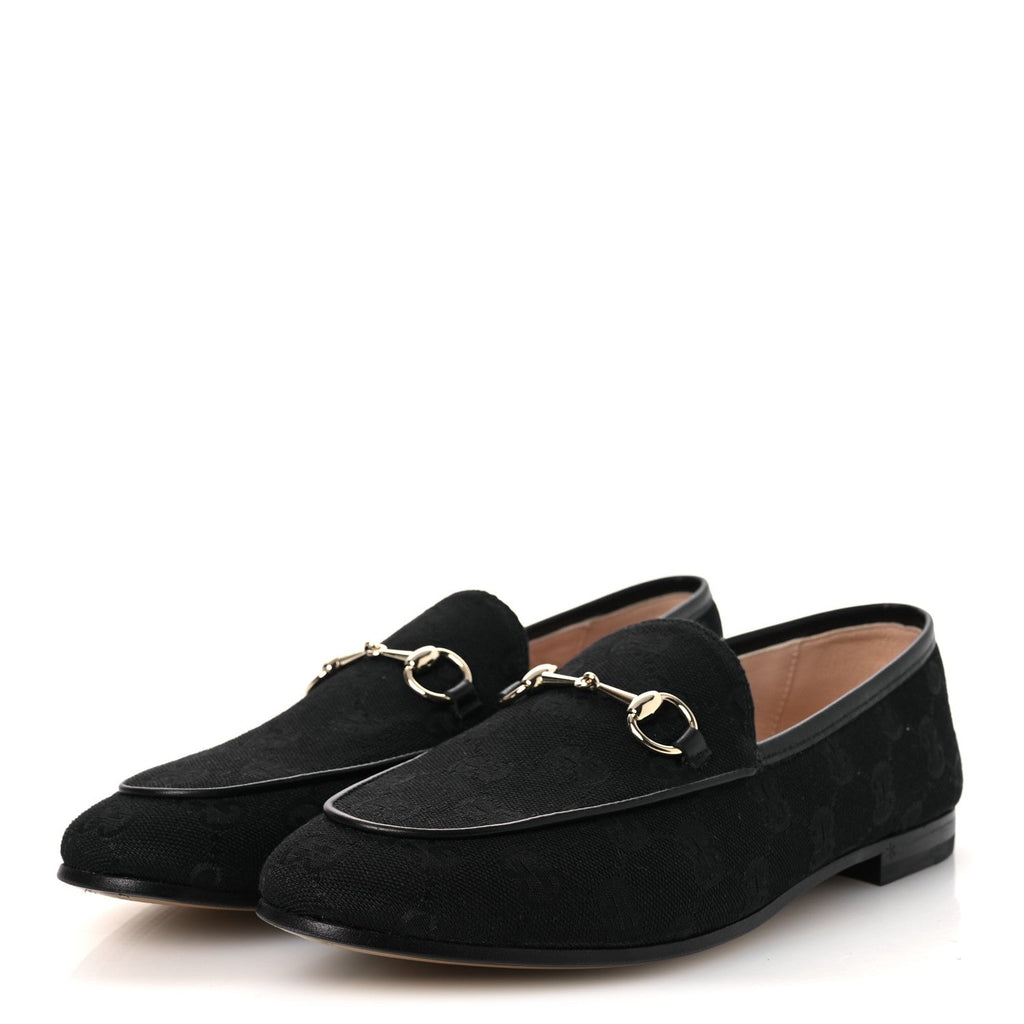 Monogram Jumbo GG Malaga Kid Horsebit Womens Jordaan Loafers 38 Black