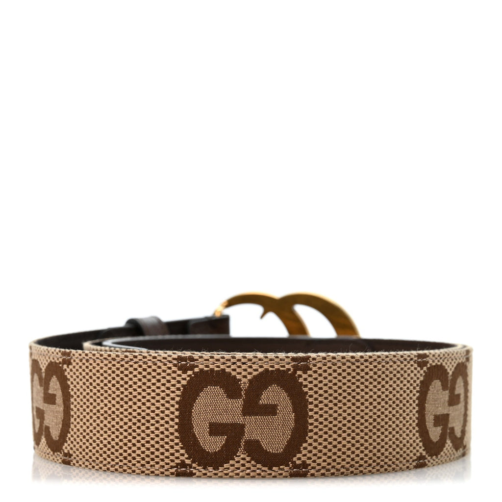 Monogram Jumbo GG Textured Dollar Calfskin Double G 40mm Belt 100 40 Camel Ebony