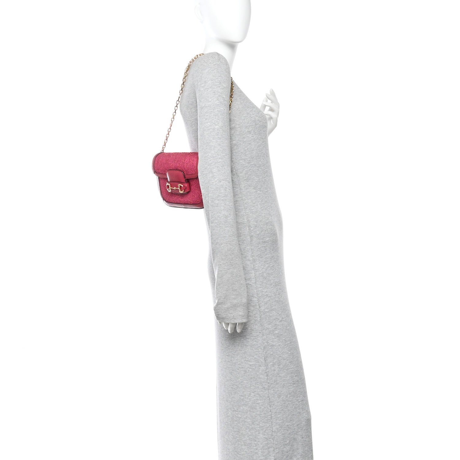 Canvas Calfskin Crystal GG Monogram Snakeskin Mini Horsebit 1955 Shoulder Bag Pink