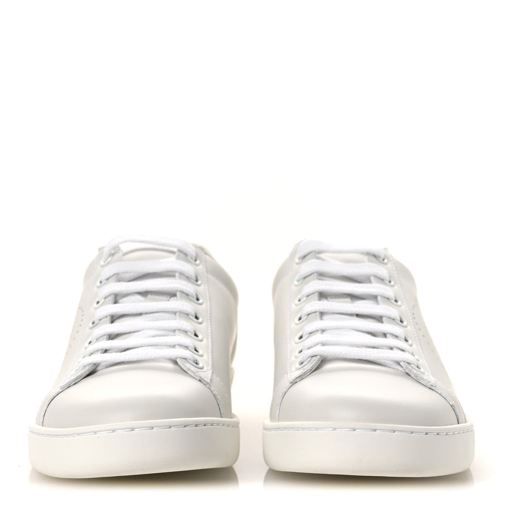 Calfskin Interlocking G Perforated Womens Ace Sneakers 37 White Grey Sky