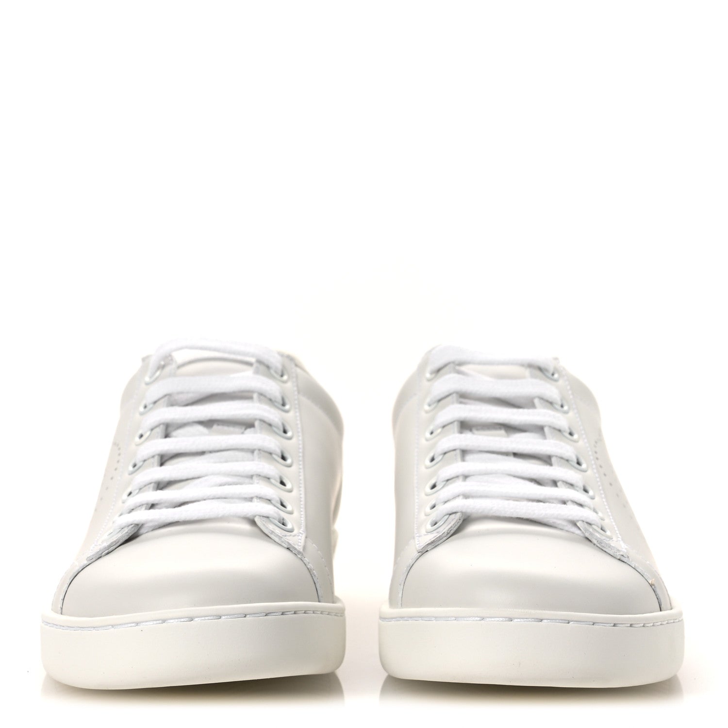 Calfskin Interlocking G Perforated Womens Ace Sneakers 37 White Grey Sky