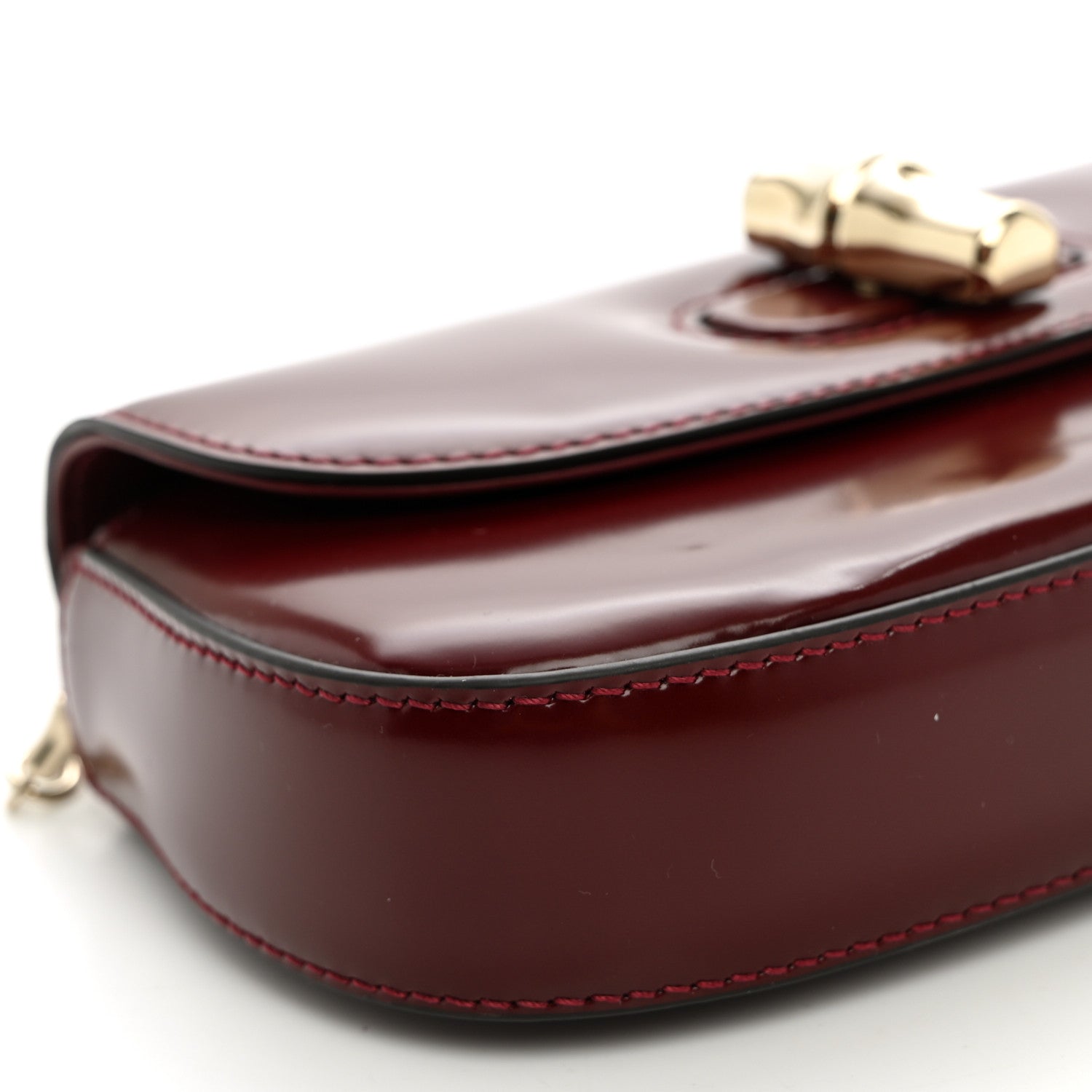 Shiny Calfskin Small Bamboo Night Bag Rosso Ancora