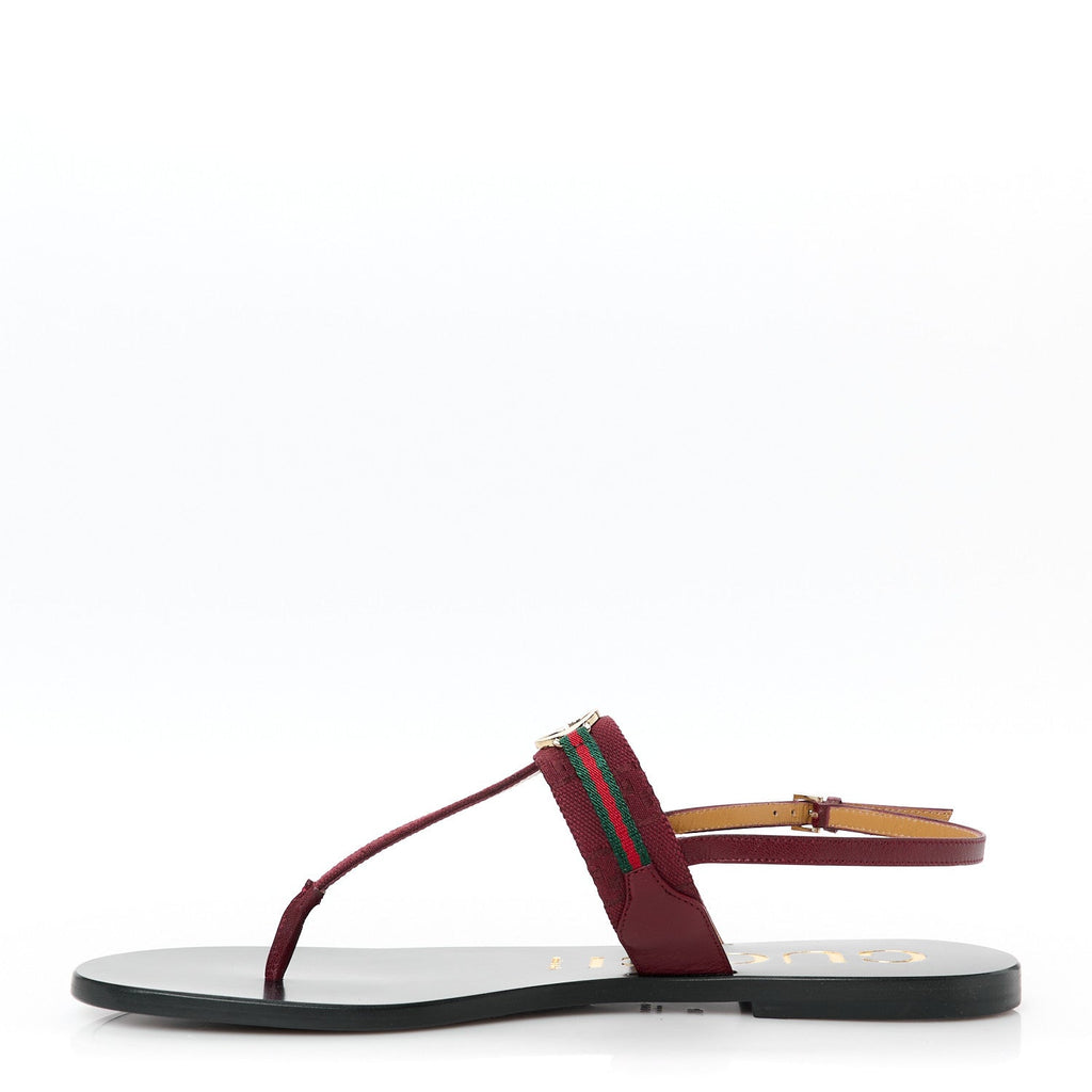 New Canvas GG Malaga Kid Web Interlocking G Womens Thong Sandals 40.5 Rosso Ancora