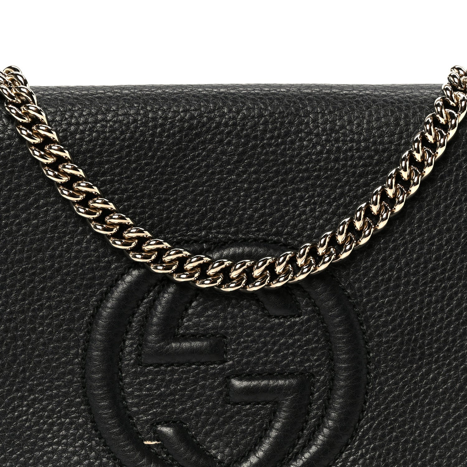 Pebbled Calfskin Medium Soho Flap Crossbody Black