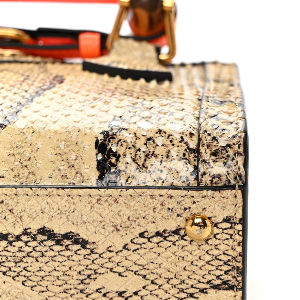 Snakeskin Mini Diana Tote Bag Beige